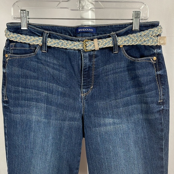 Dark Wash Belted Denim Bermudas Mid Rise Distressed Jean Shorts Women's 6 - Picture 4 of 15